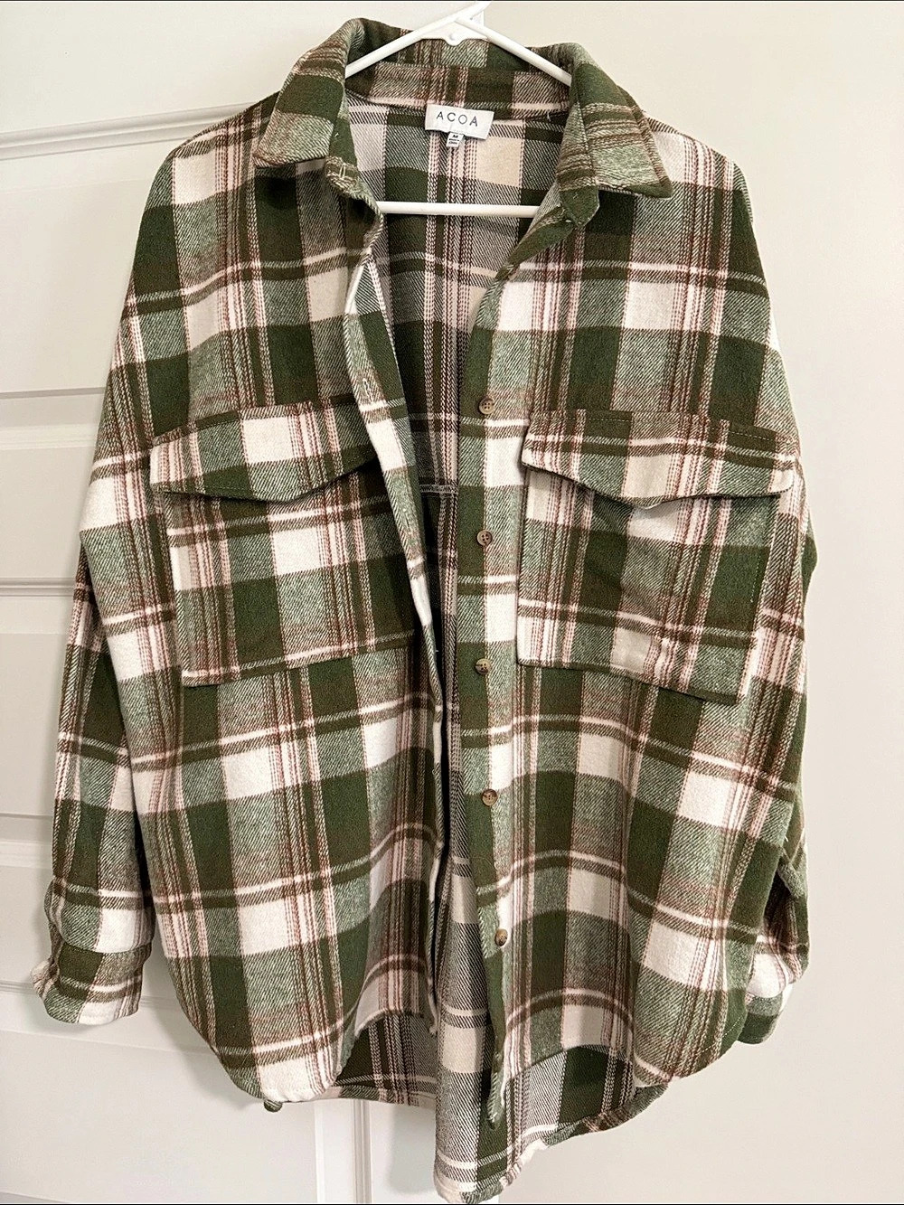 ACOA Balboa Plaid Shacket Green, Brown & White